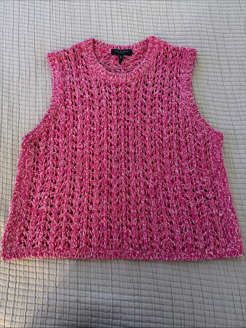 Rag&Bone Openwork Knit Tank in Pink